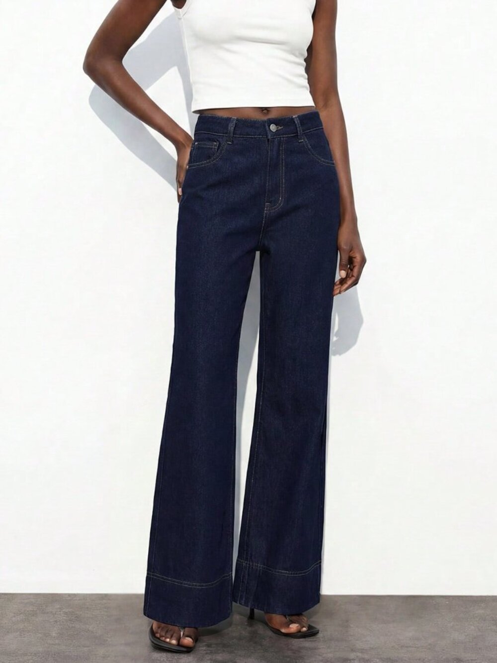 Blue Casual Women's Straight Leg Loose Denim Jeans - Picture 4 of 5
